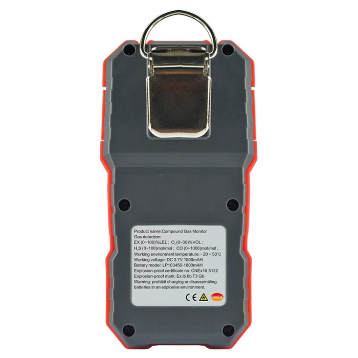 Detector gaze portabil 4 in 1 Wintact WT8812, LEL / O2 / H2S / CO, afisaj LCD, alarma sonora / vibratii / luminoasa, memorie 1000 inregistrari, baterie reincarcabila [4]