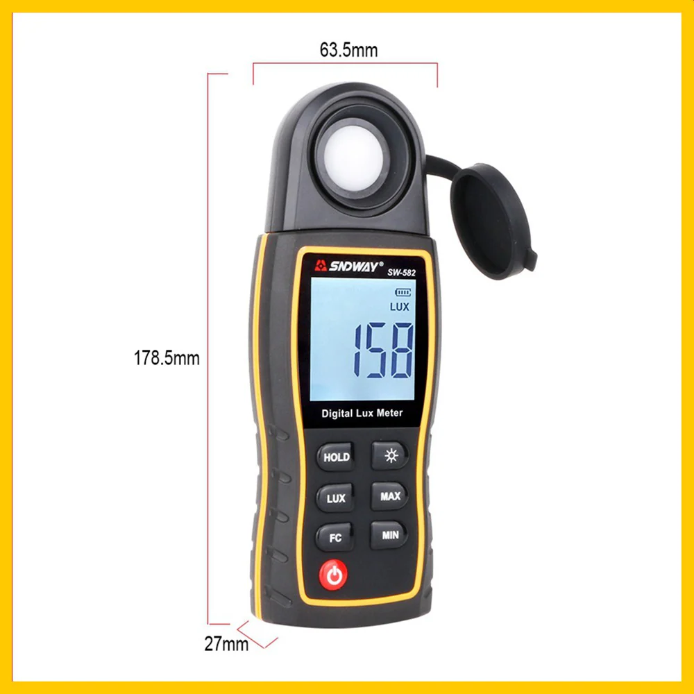 Luxmetru digital SNDWAY SW582, 0-199900 Lux, afisaj LCD, auto range, functie HOLD/MAX-MIN, backlight, senzor silicon, profesional [2]