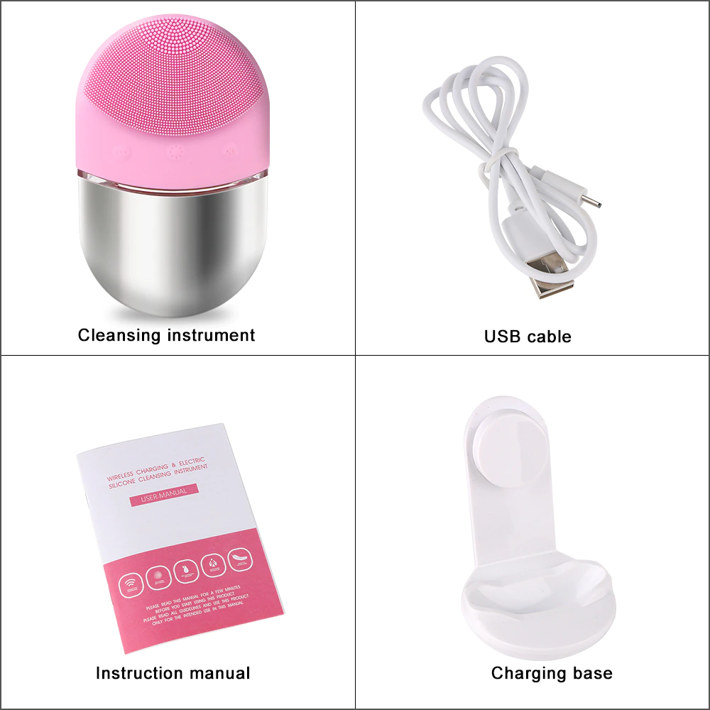 Aparat multifunctional masaj, curatare faciala Optimus AT Skin™  OFY1703  din silicon, rezistent la apa, mov [3]