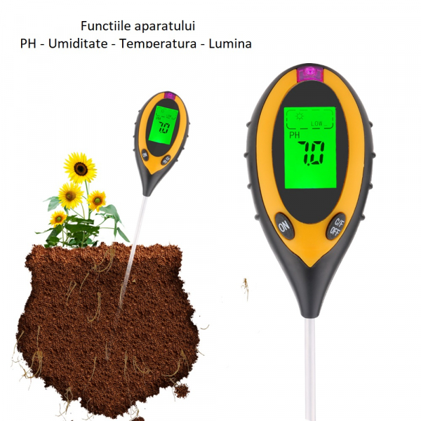 Aparat multifunctional testare PH, umiditate, temperatura pamant, luminozitate Optimus AT 89 sol [3]