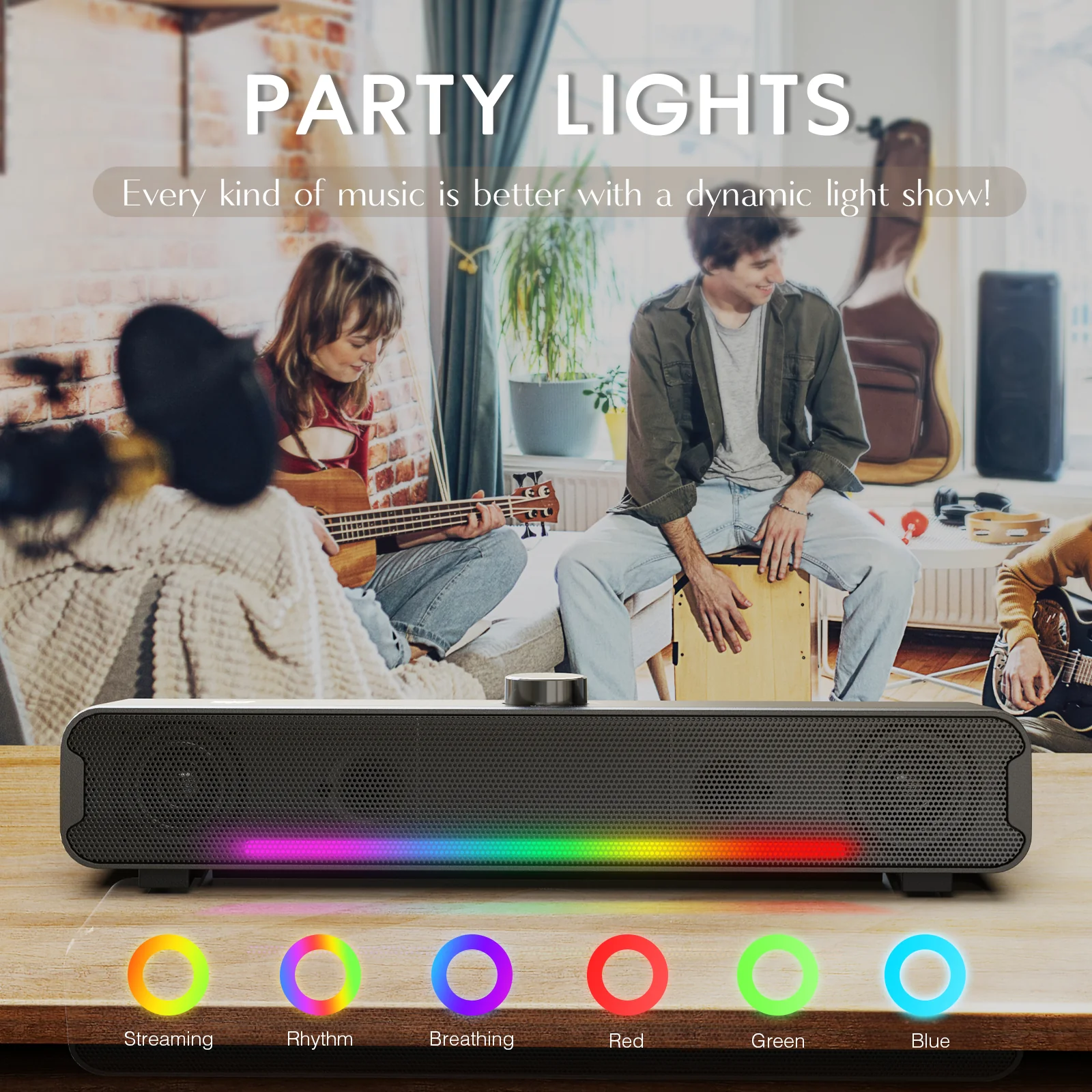 Boxa ONIKUMA L16 Bluetooth, 16W, Iluminare RGB, Soundbar Portabil pentru TV, Home Theater, Gaming și PC [4]