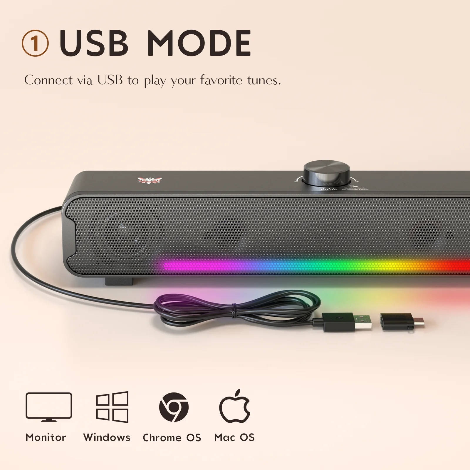 Boxa ONIKUMA L16 Bluetooth, 16W, Iluminare RGB, Soundbar Portabil pentru TV, Home Theater, Gaming și PC [6]