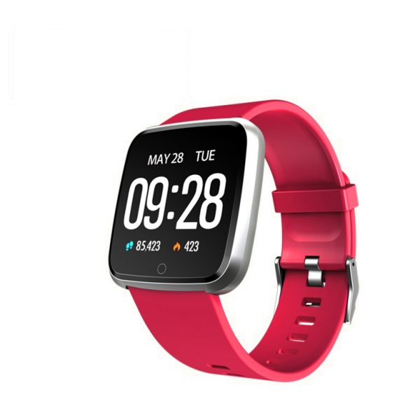 Bratara fitness Optimus AT 7 ecran color 1,3 inch, smartwatch,  tensiune, puls, notificari, IP 67, pedometru, calorii, distanta, moduri sport, red [1]