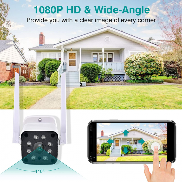 Camera supraveghere exterior IP WIFI Optimus AT F288-2 fullHD 1920*1080P 2 mp comunicare bidirectionala, night vision, aplicatie telefon [2]