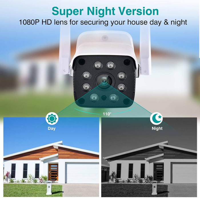 Camera supraveghere exterior IP WIFI Optimus AT F288-2 fullHD 1920*1080P 2 mp comunicare bidirectionala, night vision, aplicatie telefon [4]