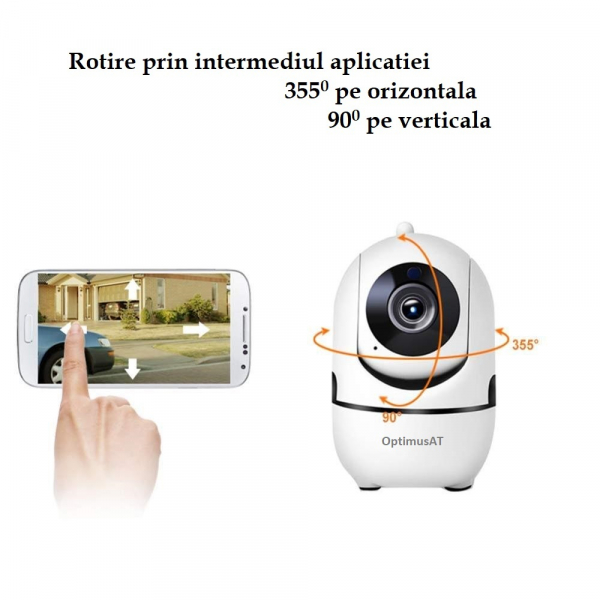 Pachet Camera cu card 32GB model 288-2 fullHD 1920*1080P 2 mp comunicare bidirectionala, functie de auto urmarire subiect, night vision, aplicatie telefon [9]