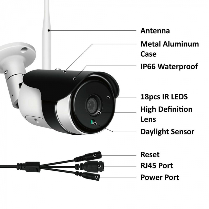 Camera supraveghere exterior carcasa metalica IP WIFI Optimus AT F217-5 fullHD 1920*1080P 5 mp comunicare bidirectionala, night vision, aplicatie telefon [4]
