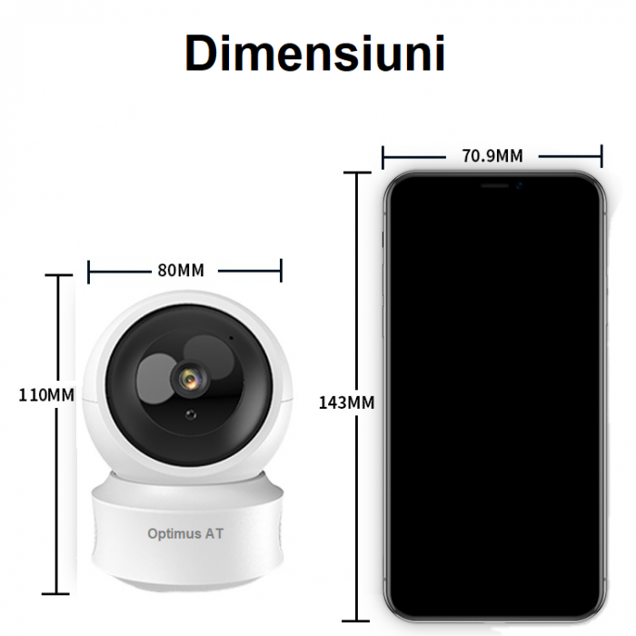 Pachet card memorie 32 GB + camera supraveghere interior Tuya Smart Optimus AT B166-2, comunicare bidirectionala, functie de autourmarire subiect, night vision, aplicatie telefon [5]
