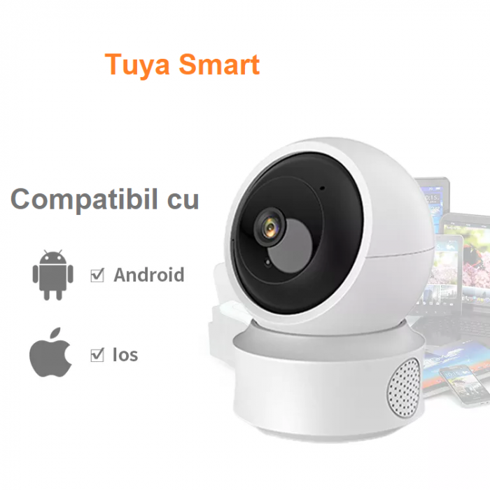 Camera supraveghere interior Tuya Smart Optimus AT B166-2, comunicare bidirectionala, functie de autourmarire subiect, night vision, aplicatie telefon [3]