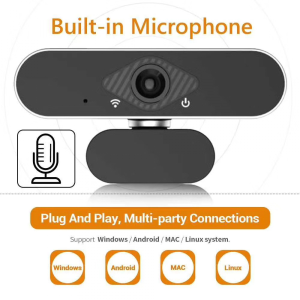Camera WEB cu microfon Optimus AT DZ-001, rezolutie full-HD, 2mpx, rotire 360, prinderi multiple, negru/gri [5]