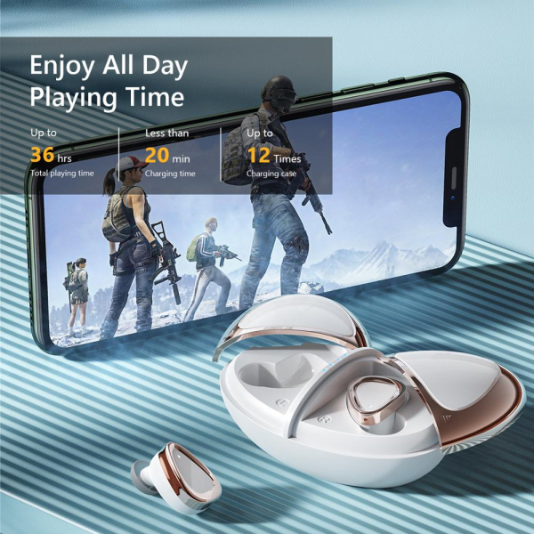 Casti bluetooth 5.0 Hi-Fi TWS Melofun M2 fara fir (wireless), control audio, handsfree, rezistente la apa IPX7, white [3]