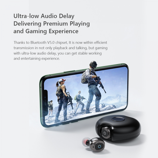 Casti bluetooth 5.0 Hi-Fi TWS Melofun M1 fara fir (wireless), control audio, handsfree, gamimg, rezistente la apa IPX4 black [2]