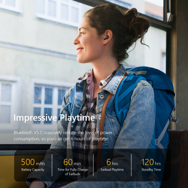 Casti bluetooth 5.0 Hi-Fi TWS Melofun M1 fara fir (wireless), control audio, handsfree, gamimg, rezistente la apa IPX4 black [5]