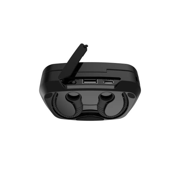 Casti bluetooth Premium TWS 702 fara fir (wireless), control audio, handsfree, rezistente la apa IPX5, metalic black [4]