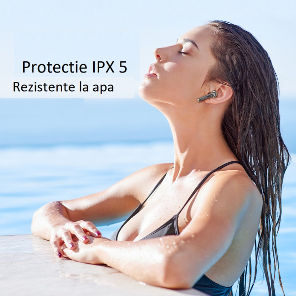 Casti bluetooth Hi-Fi TWS Melofun PowerPods fara fir (wireless), control audio, handsfree, rezistente la apa IPX5, black [3]