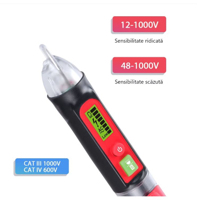 Tester de tensiune Wintact WT3010, 12 - 1000V AC [2]