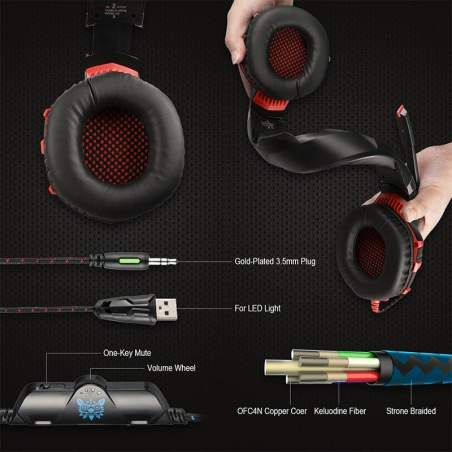 Casti Gaming Onikuma K2 PRO, Microfon Noise Cancelling, Zero Ear Pressure, Multi Platform -Negru/ Rosu [2]