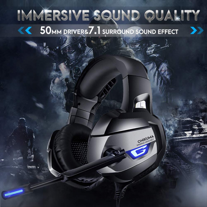 Casti Gaming DC-Onikuma K5 Profesionale, Surround Sound 7.1, Microfon Noise Cancelling, Zero Ear Pressure, Multi Platform Albastru [4]