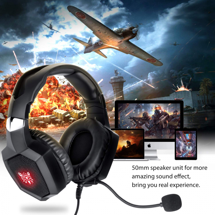 Casti Gaming DC-Onikuma K8 , Surround Sound 7.1, Microfon Noise Cancelling, Bass Vibration, Zero Ear Pressure, Multi Platform, Negru [6]