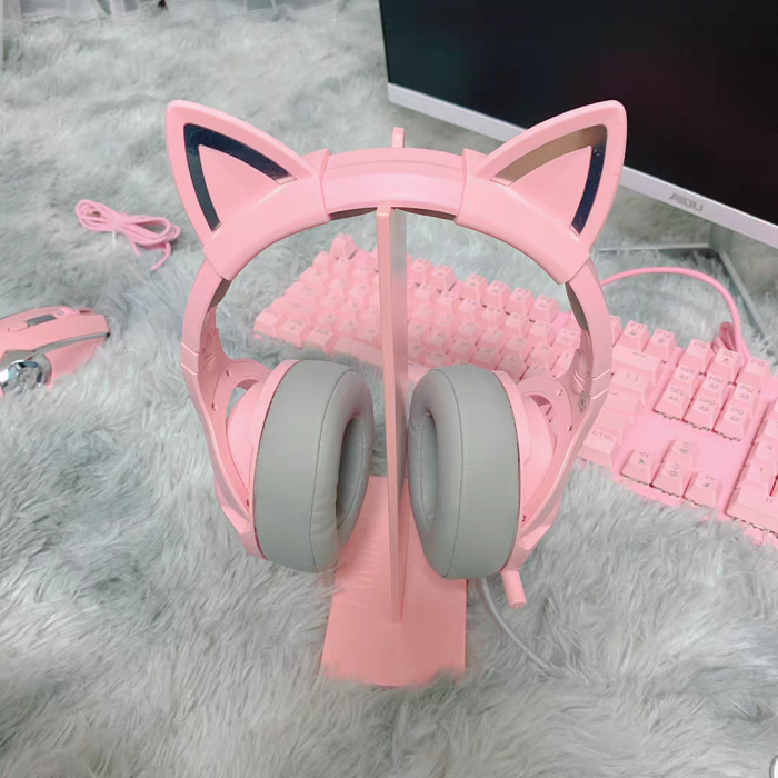Casti gaming Onikuma K9 Proffesional, RGB Pink cat ears- removable [4]