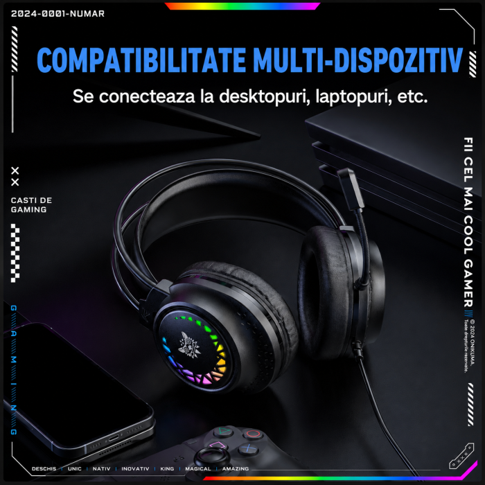 Casti Gaming ONIKUMA X92 RGB cu Microfon 360°, Sunet 3D Surround si Difuzoare 50mm [9]