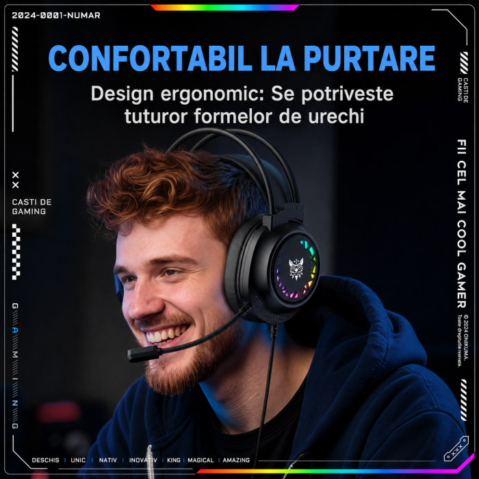 Casti Gaming ONIKUMA X92 RGB cu Microfon 360°, Sunet 3D Surround si Difuzoare 50mm [11]