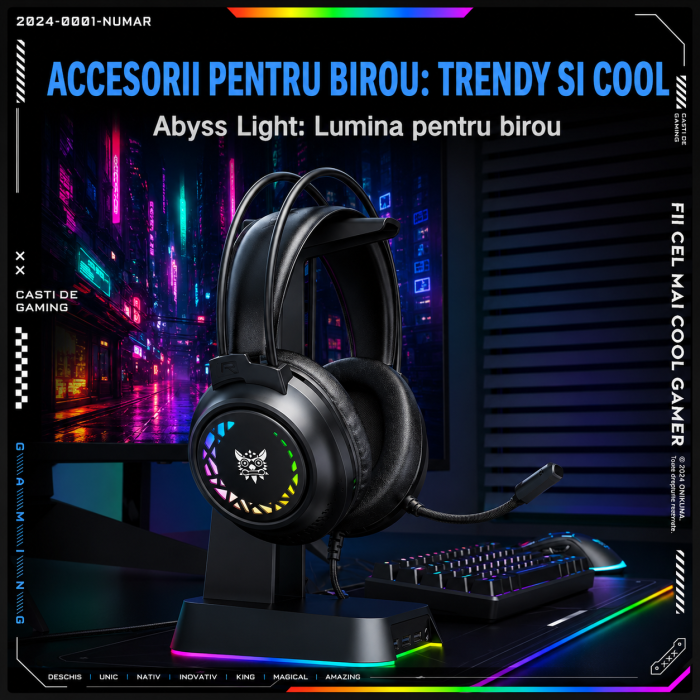 Casti Gaming ONIKUMA X92 RGB cu Microfon 360°, Sunet 3D Surround si Difuzoare 50mm [10]