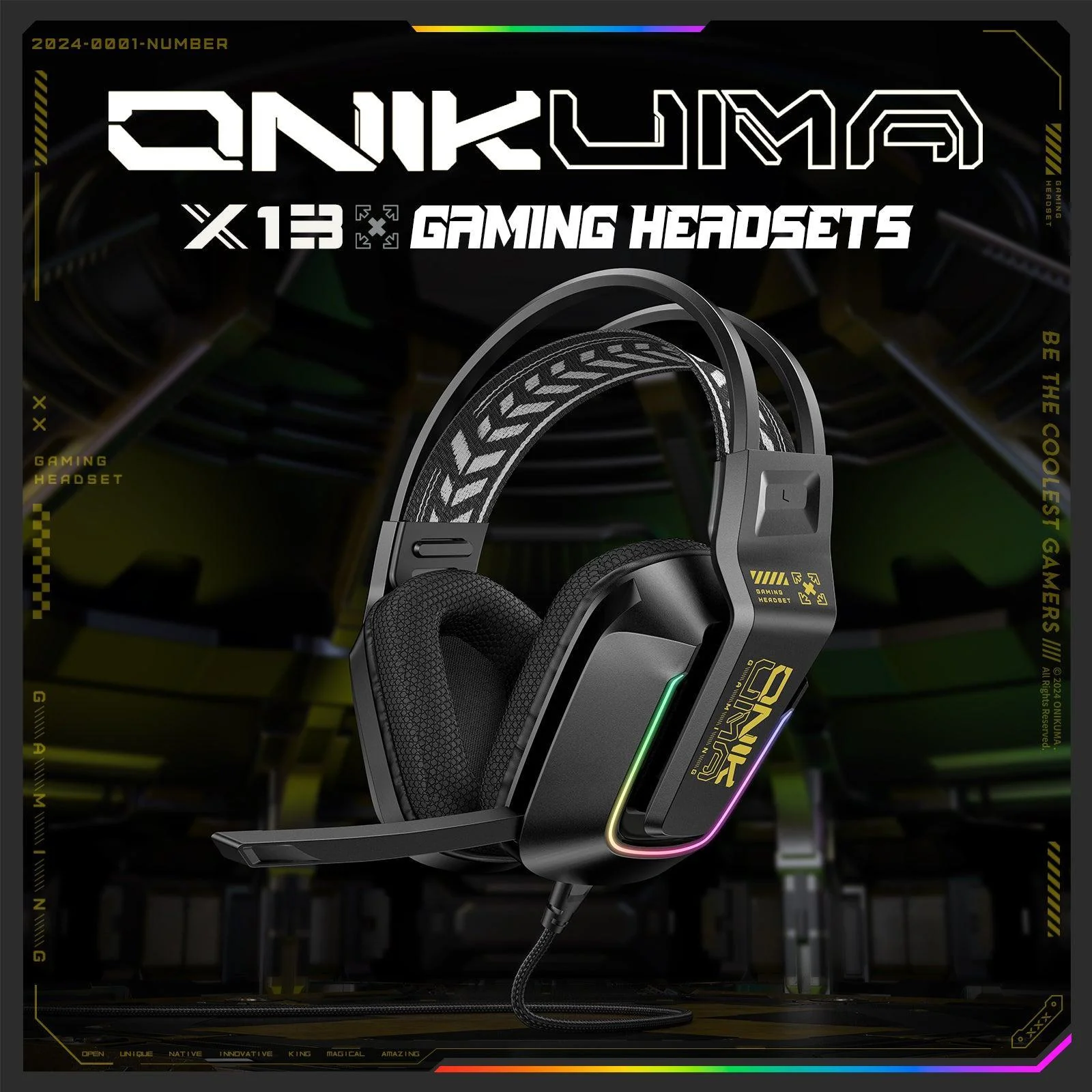 Casti Gaming Onikuma X13 Profesionale, Iluminare RGB, Microfon Noise Cancelling, Zero Ear Pressure, Multi Platform - Negru [4]