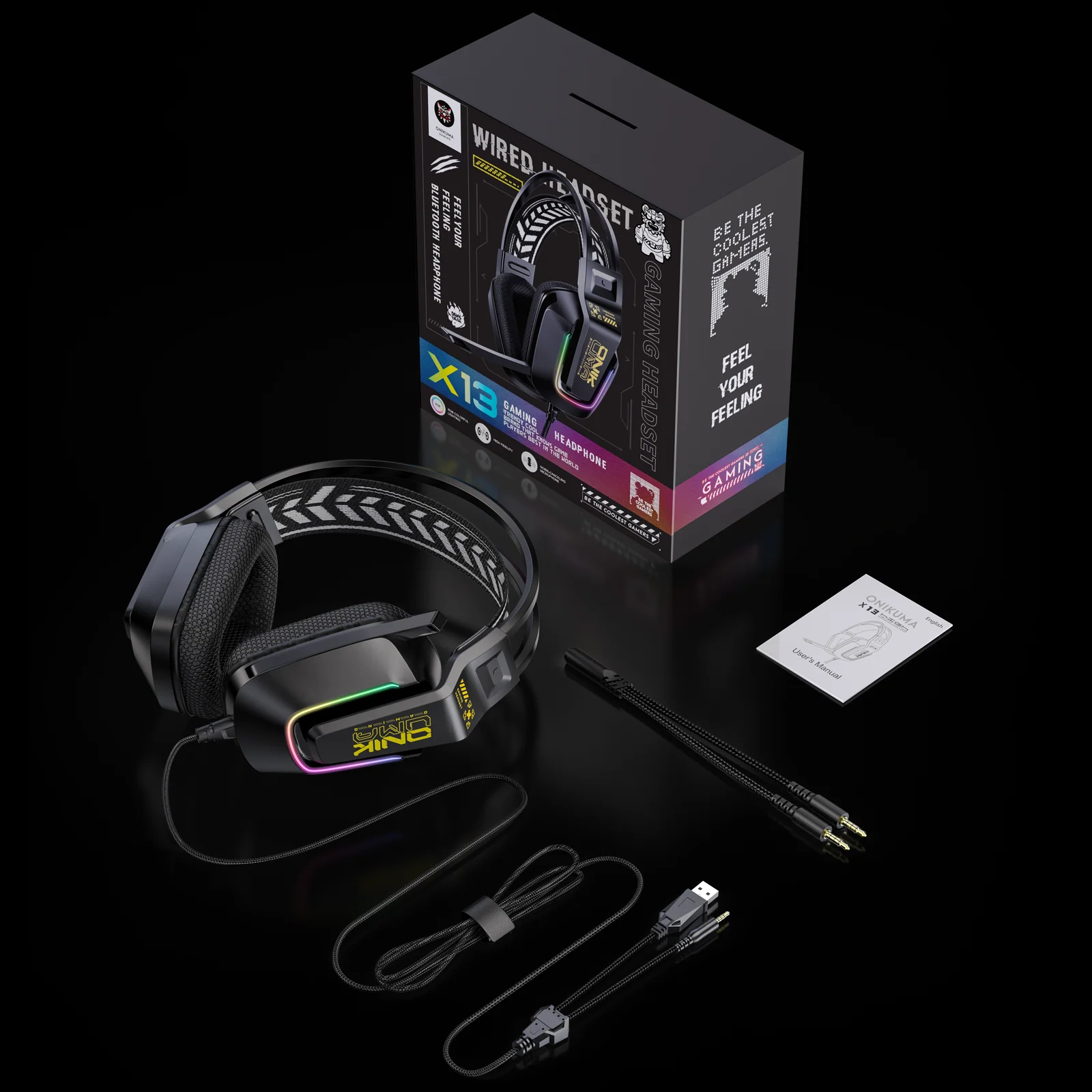 Casti Gaming Onikuma X13 Profesionale, Iluminare RGB, Microfon Noise Cancelling, Zero Ear Pressure, Multi Platform - Negru [3]