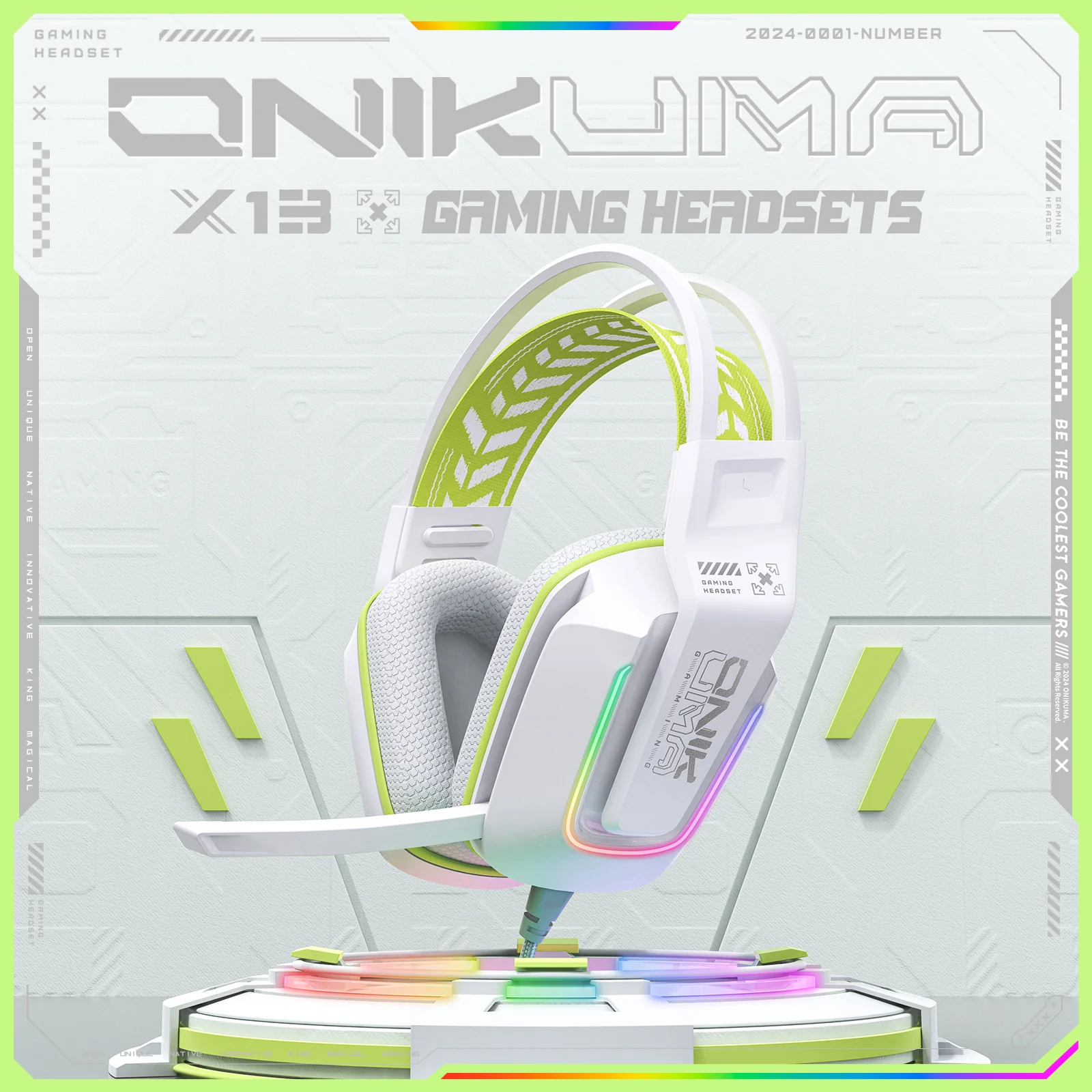 Casti Gaming Onikuma X13 Profesionale, Iluminare RGB, Microfon Noise Cancelling, Zero Ear Pressure, Multi Platform - Alb [6]