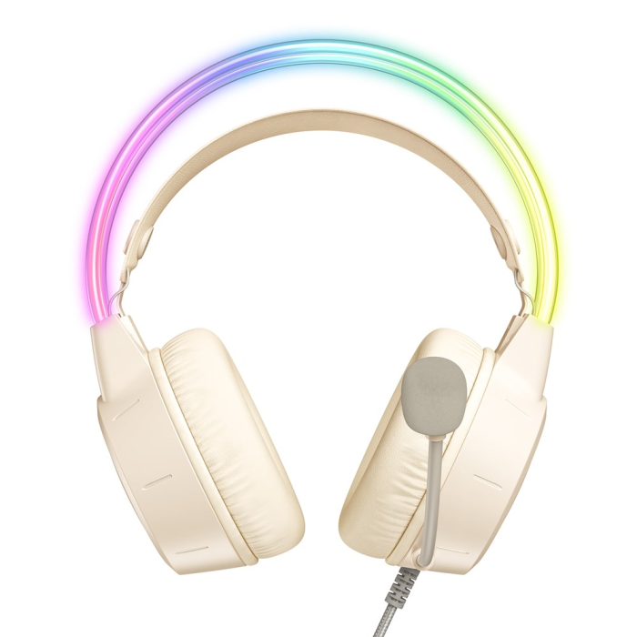 Casti Gaming ONIKUMA X15 PRO, 50MM, Microfon Noise Cancelling, Iluminare RGB, Design Ergonomic, Audio Surround Stereo, Bej [4]