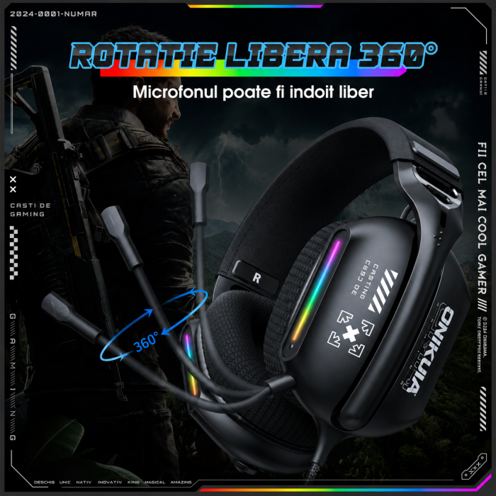 SET Gaming Onikuma cu Casti X12, MousePad, si Stand birou negru [8]