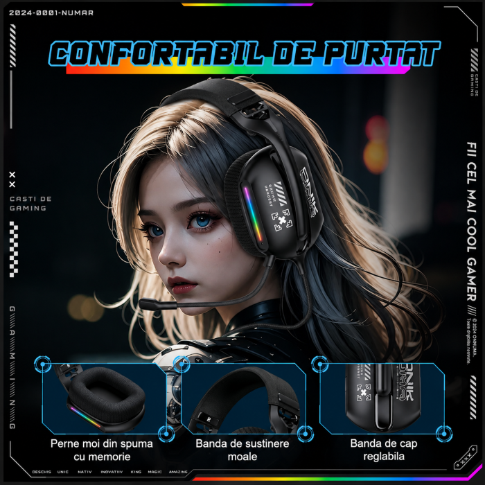 SET Gaming Onikuma cu Casti X12, MousePad, si Stand birou negru [6]