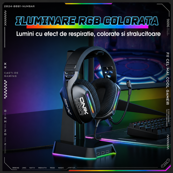 SET Gaming Onikuma cu Casti X12, MousePad, si Stand birou negru [9]
