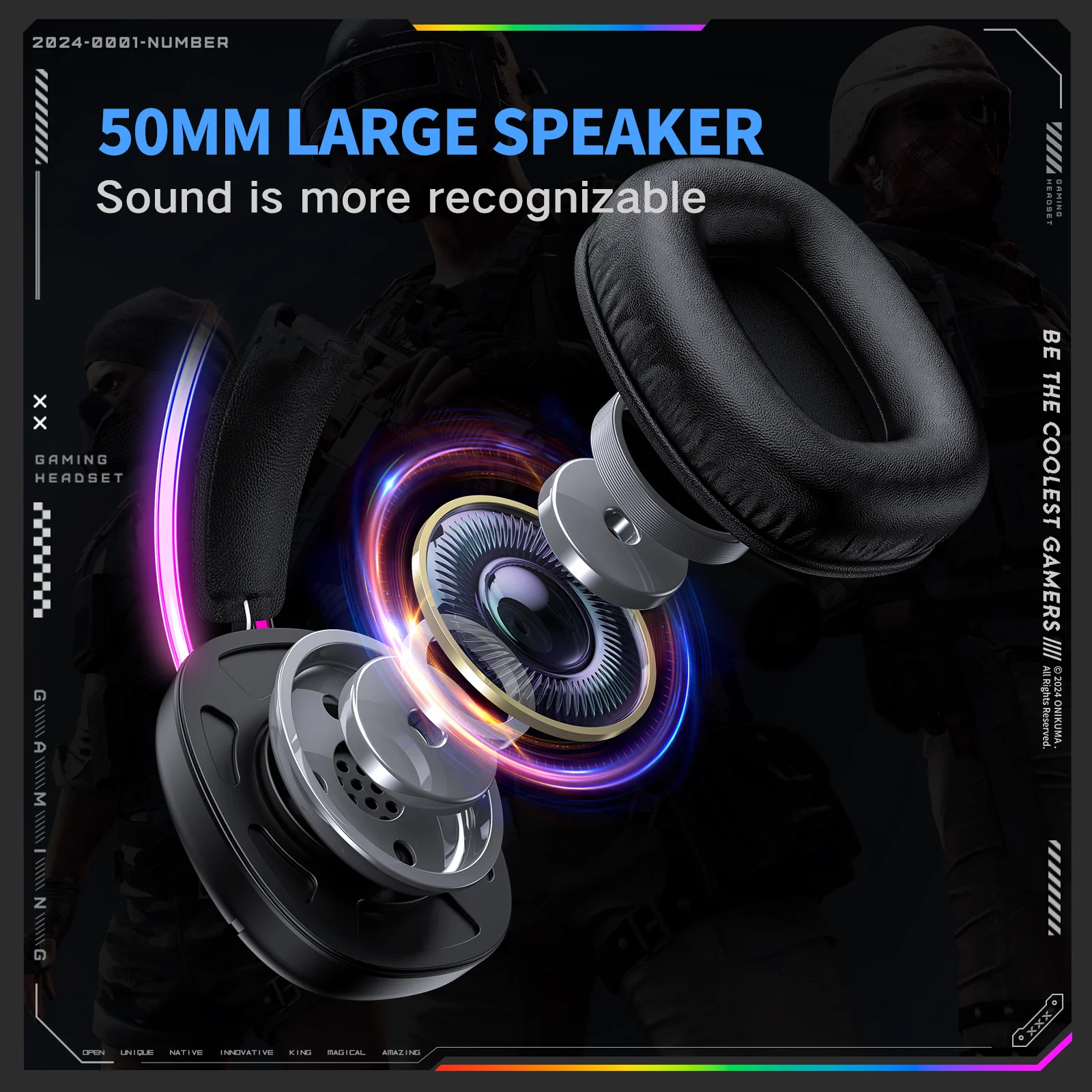 Casti Gaming Onikuma X33 Profesionale, Iluminare RGB, Microfon Noise Cancelling, Zero Ear Pressure, Multi Platform - Negru [6]