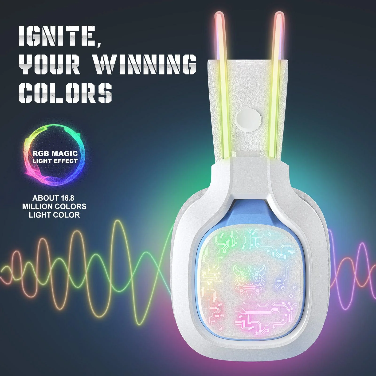 Casti Gaming Onikuma X22 Profesionale, Iluminare RGB, Microfon Noise Cancelling, Zero Ear Pressure, Multi Platform - Alb [3]