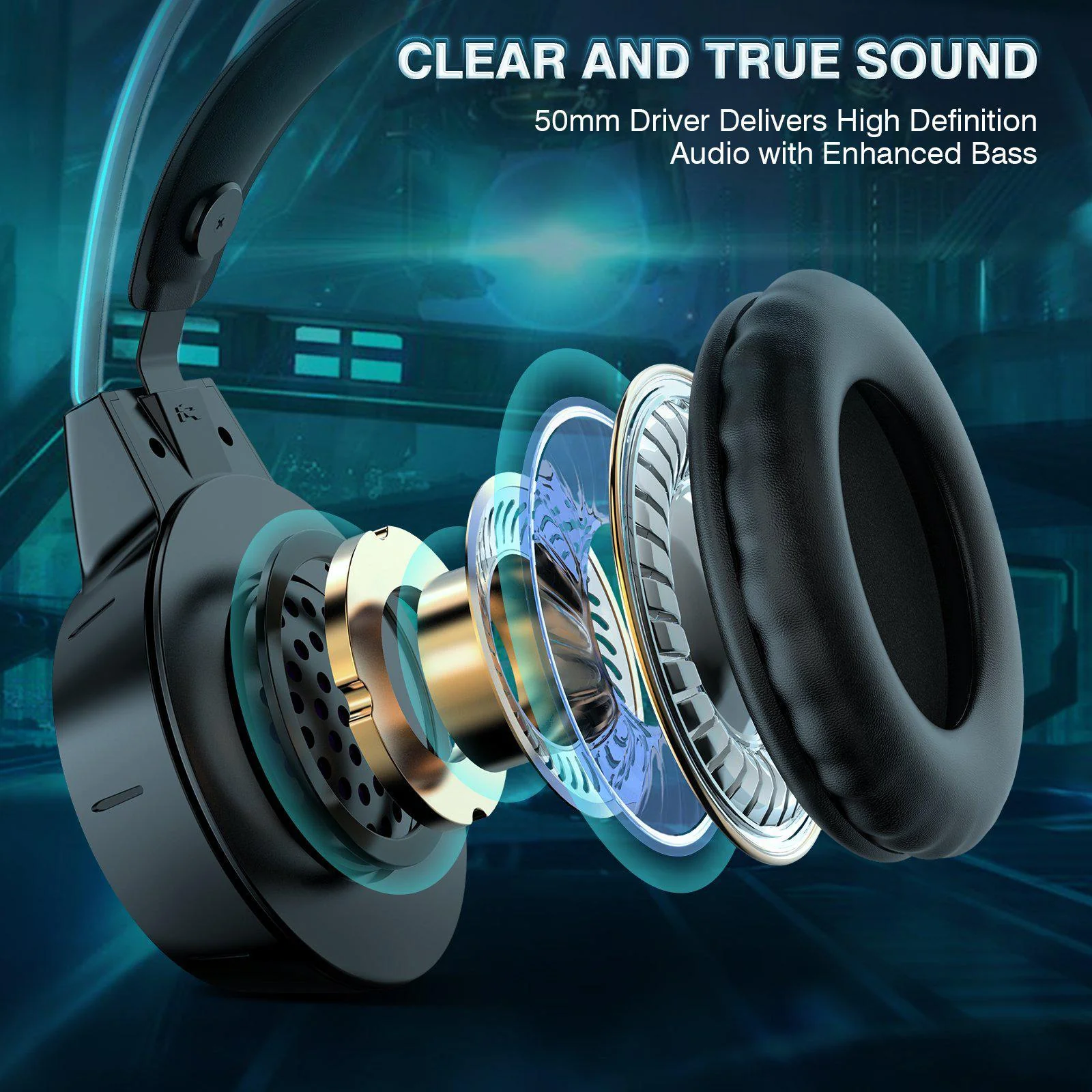 Casti Gaming ONIKUMA X15 PRO, 50MM, Microfon Noise Cancelling, Iluminare RGB, Design Ergonomic, Audio Surround Stereo, Negre [4]