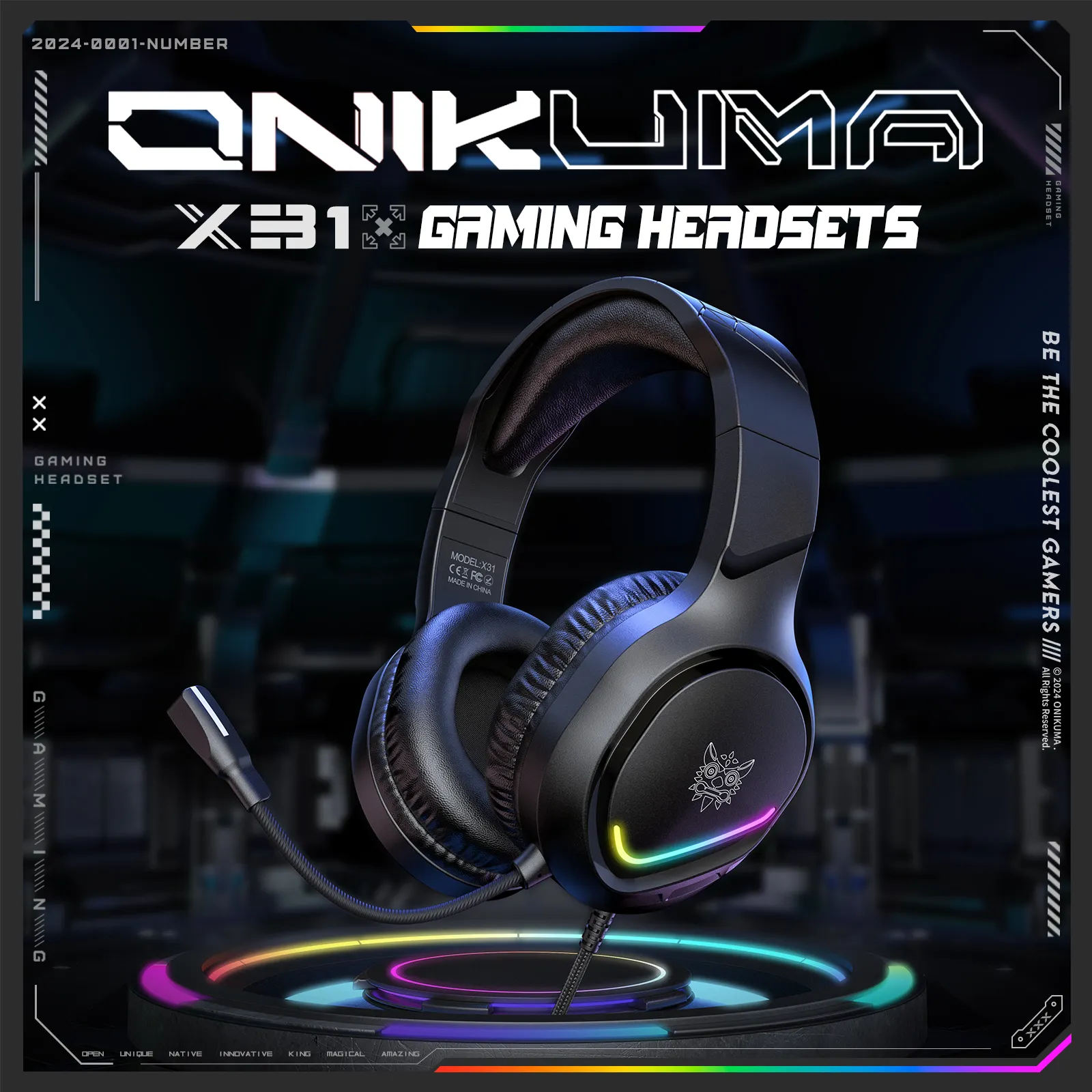 Casti Gaming Onikuma X31 Profesionale, Iluminare RGB, Microfon Noise Cancelling, Zero Ear Pressure, Multi Platform - Negru [5]