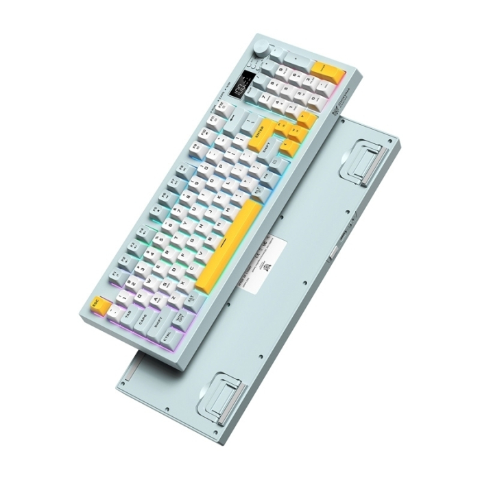 Tastatură Wireless ONIKUMA G80, 94 Taste, RGB Rainbow, Bluetooth 5.0 + 2.4GHz + USB-C, Ecran LCD, Buton Multimedia, Baterie 2000mAh, Bleu [3]