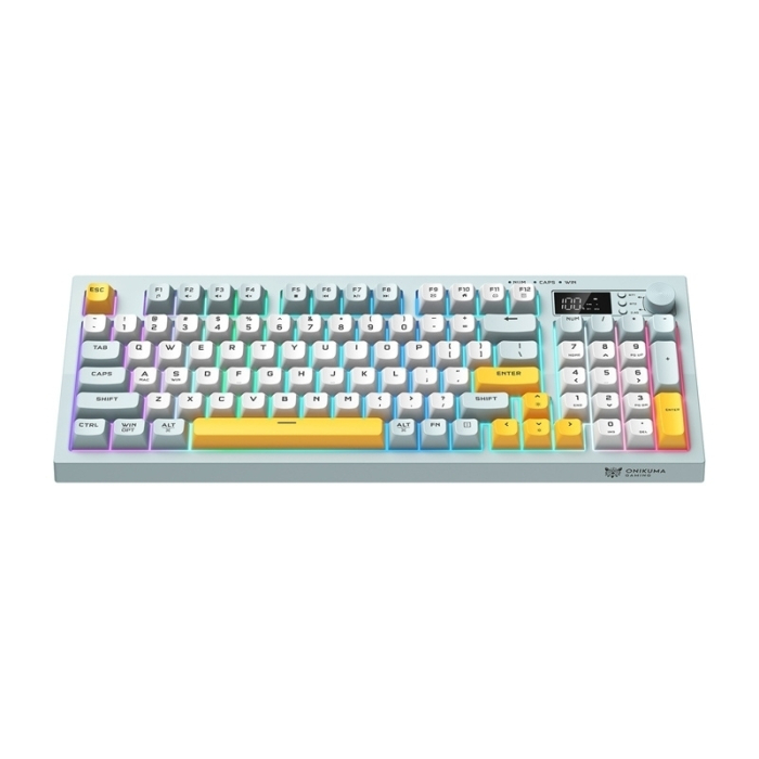 Tastatură Wireless ONIKUMA G80, 94 Taste, RGB Rainbow, Bluetooth 5.0 + 2.4GHz + USB-C, Ecran LCD, Buton Multimedia, Baterie 2000mAh, Bleu [2]