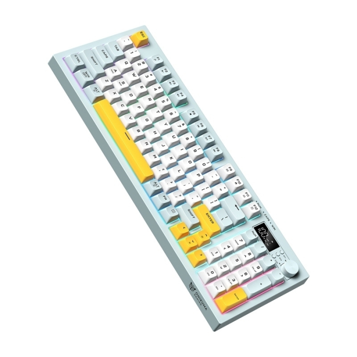 Tastatură Wireless ONIKUMA G80, 94 Taste, RGB Rainbow, Bluetooth 5.0 + 2.4GHz + USB-C, Ecran LCD, Buton Multimedia, Baterie 2000mAh, Bleu [4]