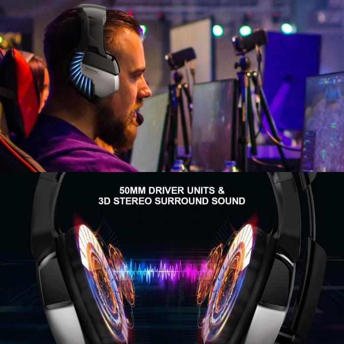 Casti gaming stereo Onikuma K5Pro Albastru [2]