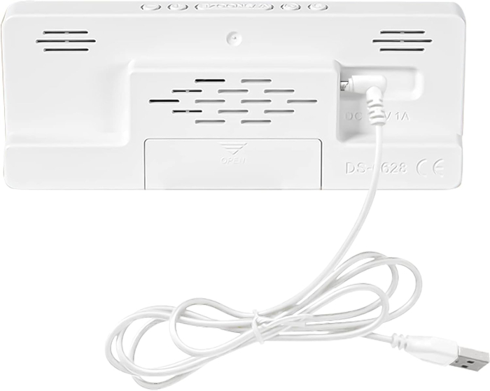 Ceas de interior cu design modern, activare vocala, iluminare discreta pe timp de noapte, 6628, temperatura, alarma, snooze, alb [7]