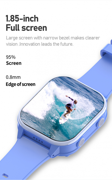 FG59 Ceas cu Android 8.1, ecran 1.85 inch pentru copii Optimus AT cu localizare prin GPS, apelare video, camera, buton SOS, perimetru, (smartwatch), blue [9]