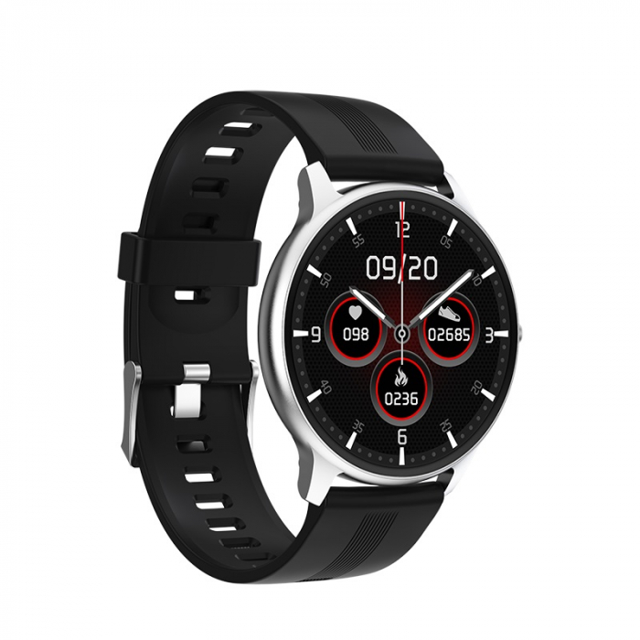 Ceas inteligent (smartwatch) LW-11 ultra subtire, IP68, ecran cu touch 1.28 inch color, moduri sport, pedometru, puls, notificari, negru [1]