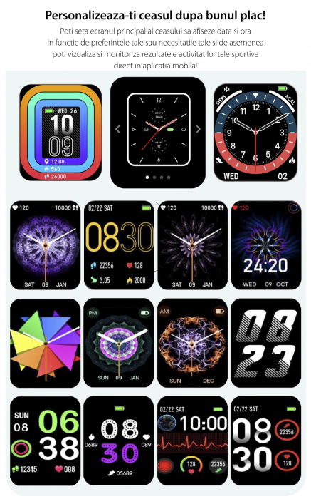 Ceas inteligent (smartwatch) Y20, IP67, ecran cu touch 1.7 inch color, moduri sport, pedometru, puls, notificari, pink [4]