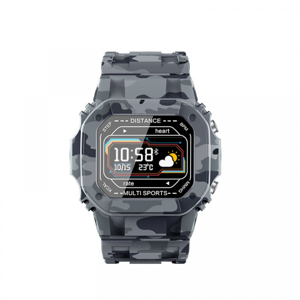 Ceas inteligent (smartwatch) cu design retro Optimus AT I2 ecran 0.96 inch color puls, moduri sport, notificari, army [2]