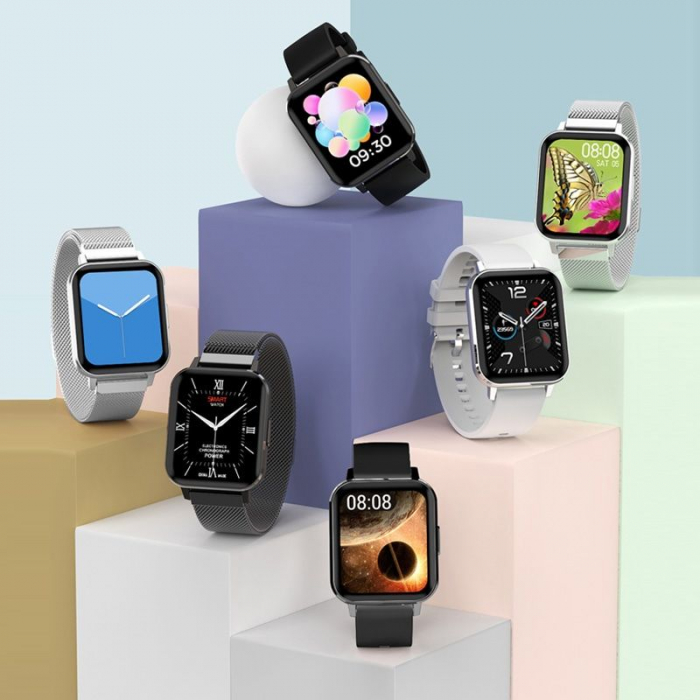 Ceas inteligent (smartwatch) Optimus AT DTX ecran cu touch 1.78 inch color HD, ECG, Sp02, puls, moduri sport, notificari, curea metalica silver [3]