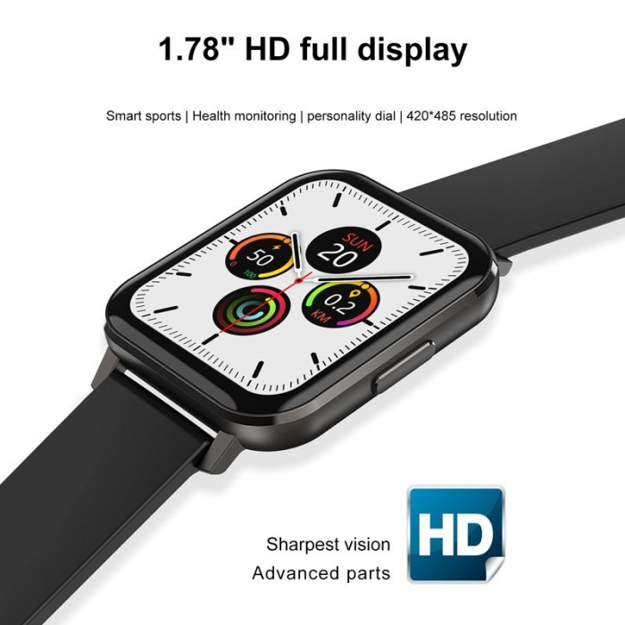 Ceas inteligent (smartwatch) Optimus AT DTX ecran cu touch 1.78 inch color HD, ECG, Sp02, puls, moduri sport, notificari, silicon black [3]