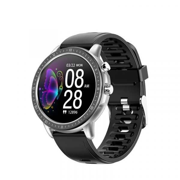 Ceas inteligent (smartwatch) Optimus AT S02 ecran cu touch 1.3 inch color HD, moduri sport, pedometru, puls, notificari, black/grey [1]